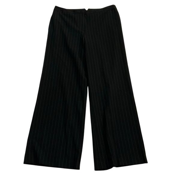 BCBG MaxAzria Black Pinstripe Wide Leg Career Wear Pants Size L - Picture 1 of 12